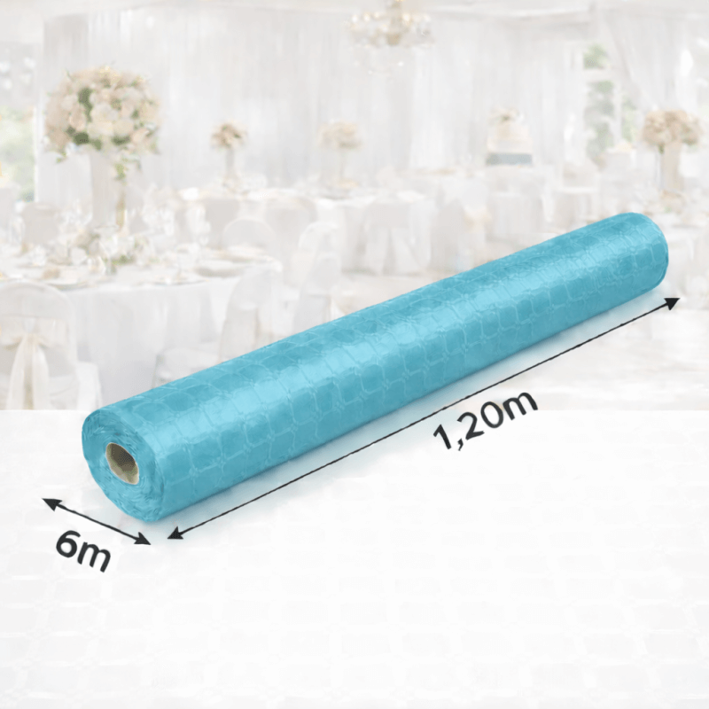 Nappe Papier Damassé Turquoise 6 x 1,20 m - 147037 - Nappes damassées