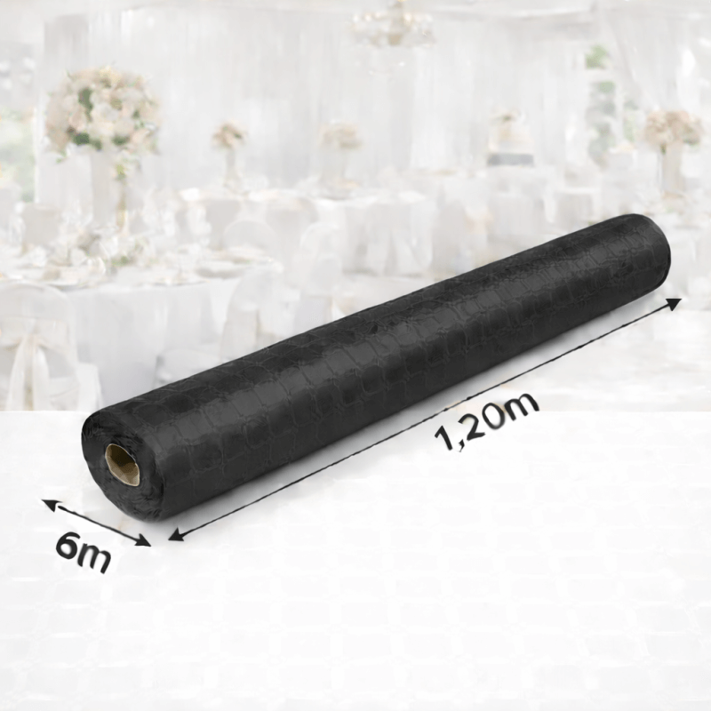 Nappe Papier Damassé Noir 6 x 1,20 m - 147033 - Nappes damassées