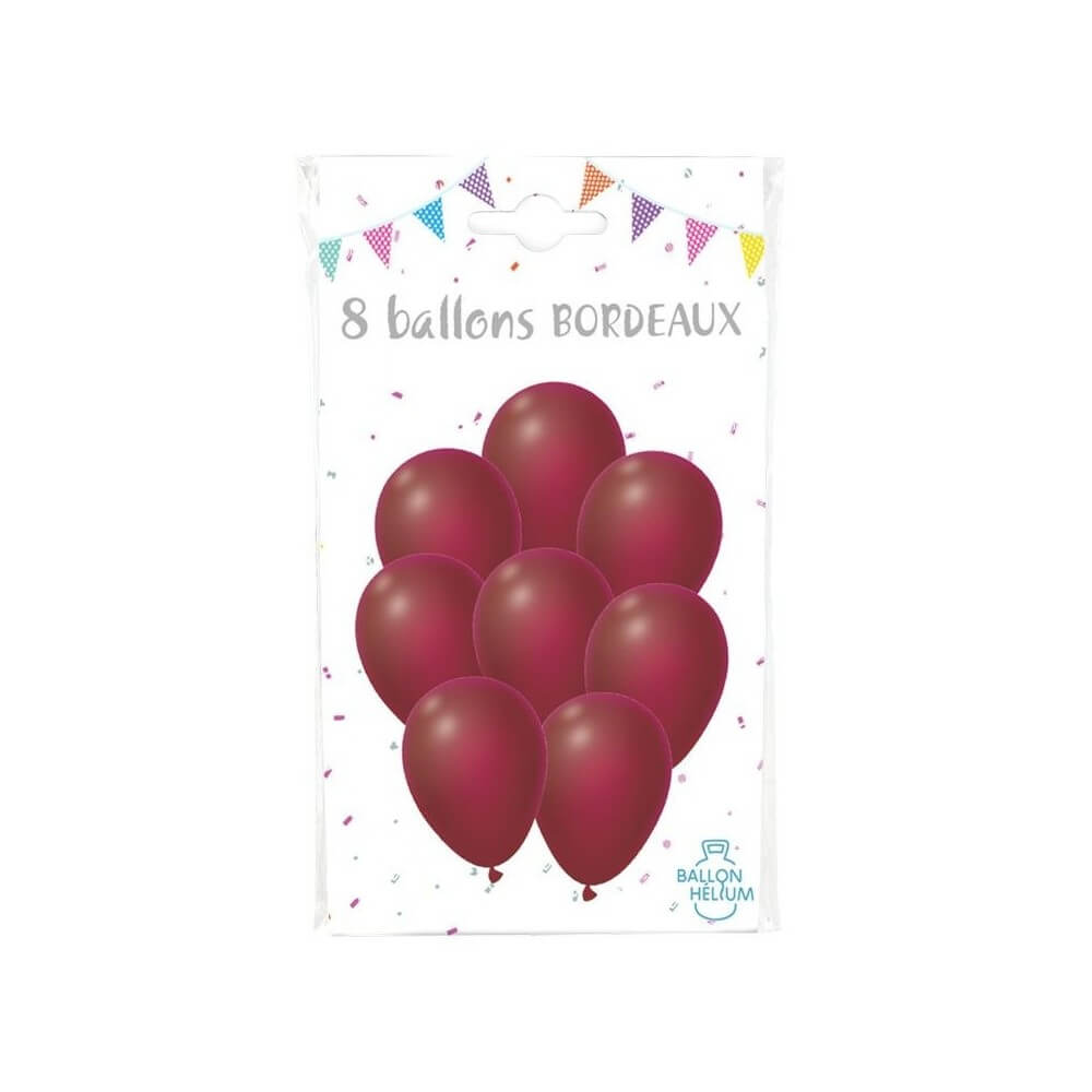 8 Ballons Bordeaux 30 cm - 36424BO - Ballons latex