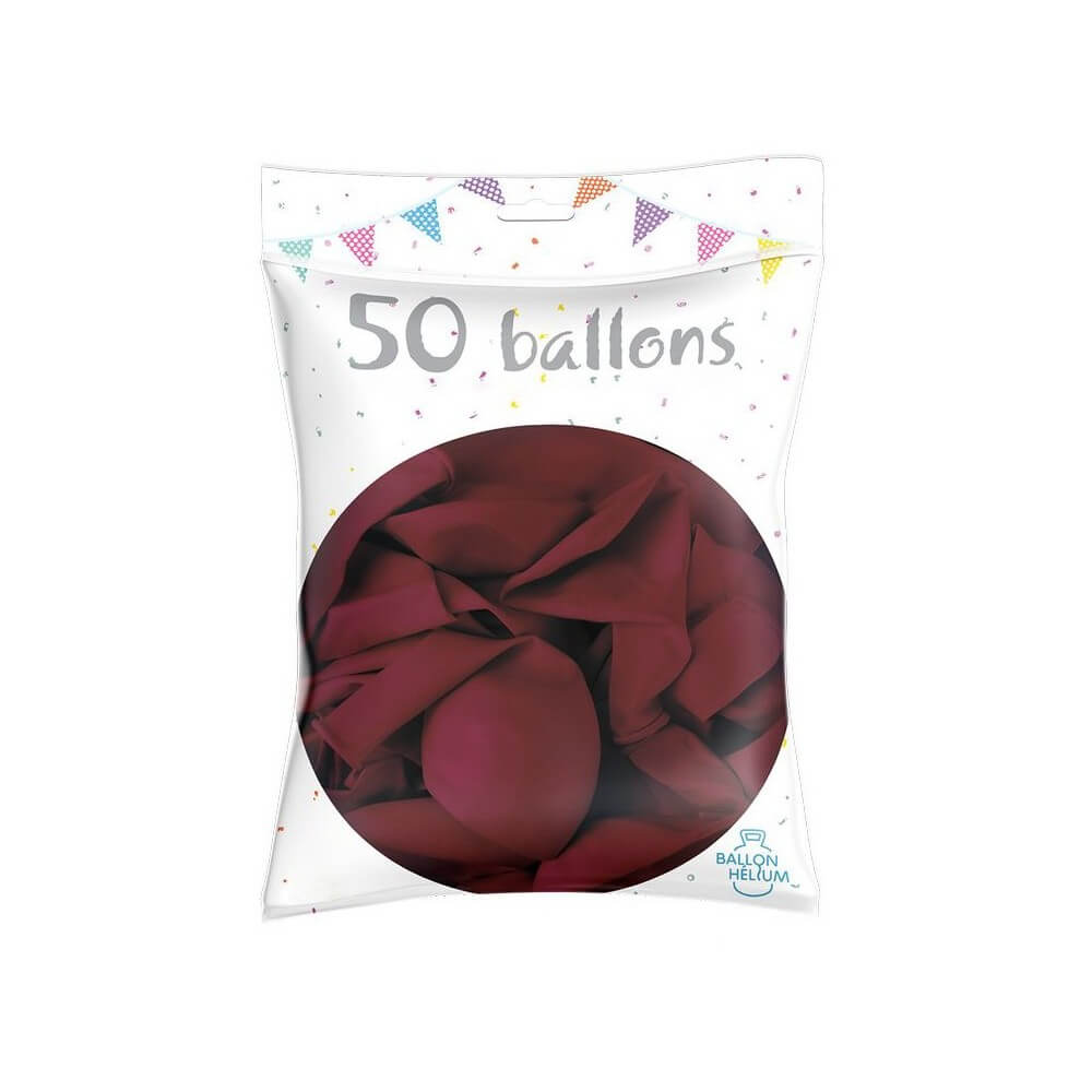 50 Ballons Latex Bordeaux 30 cm - 36200BO - Ballons latex