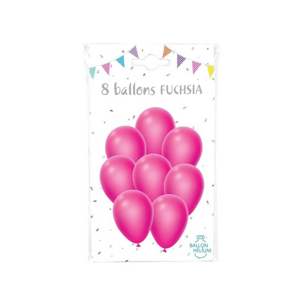 8 Ballons Fuchsia 30 cm - 36424FU - Ballons latex
