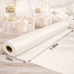 Nappe Papier Damassé Ivoire 25 m x 1.20 m - 56N030 - Nappes damassées