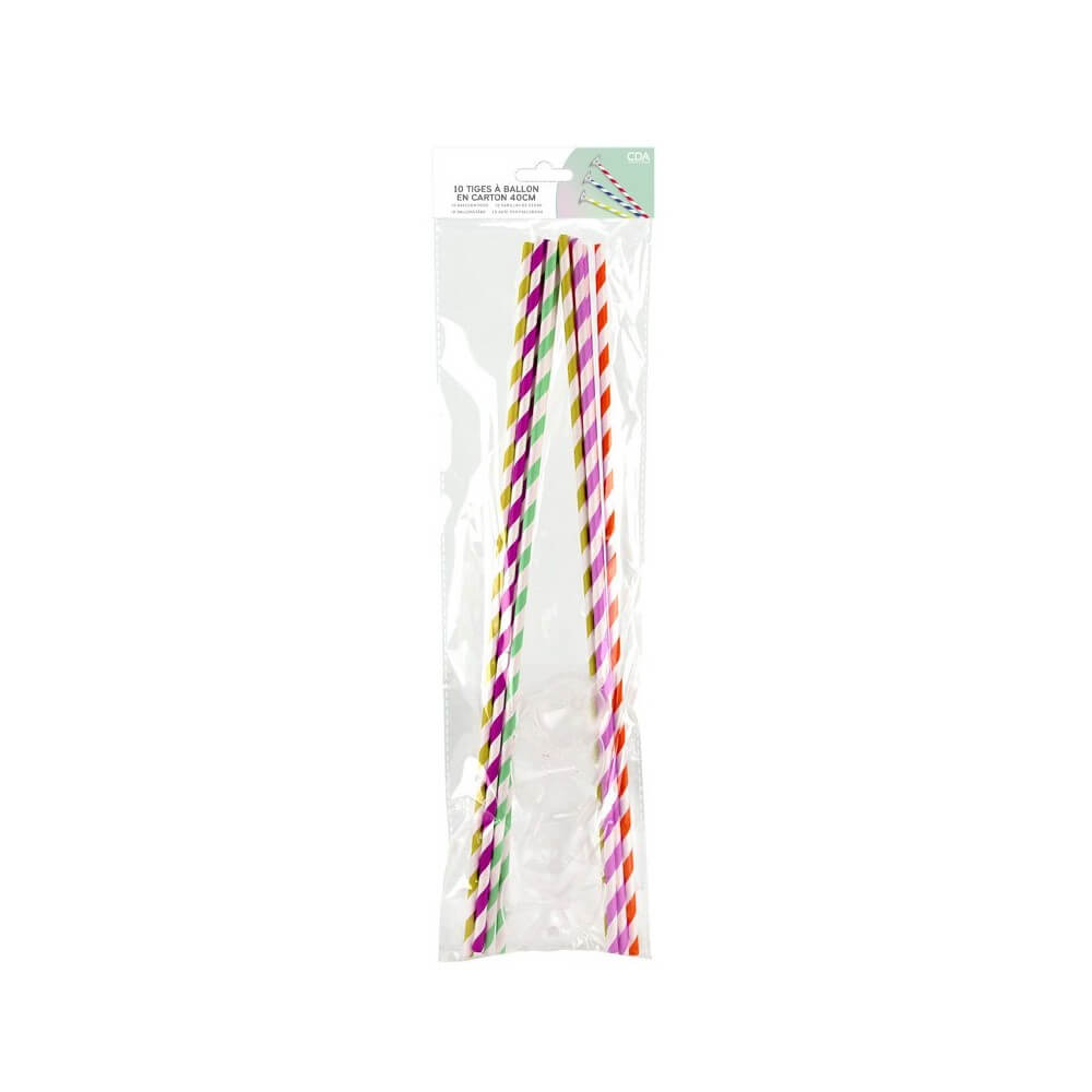 10 tiges à Ballon 40 CM CARTON coupelle plastique - 36256B - Accessoires ballons