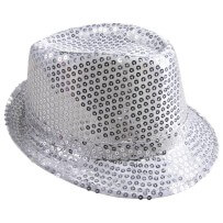 Chapeau borsalino à sequins argent adulte - 20191 - Chapeaux