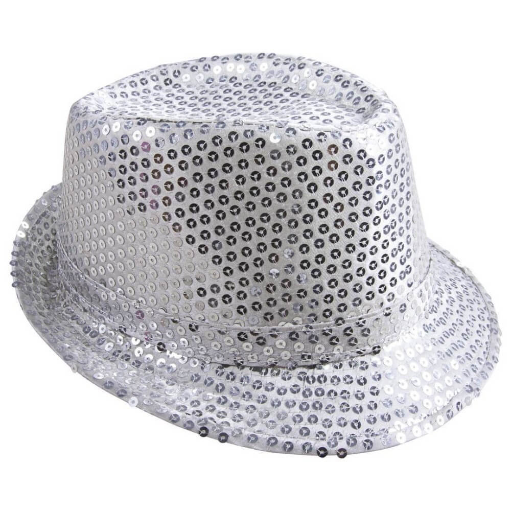 Chapeau borsalino à sequins argent adulte - 20191 - Chapeaux