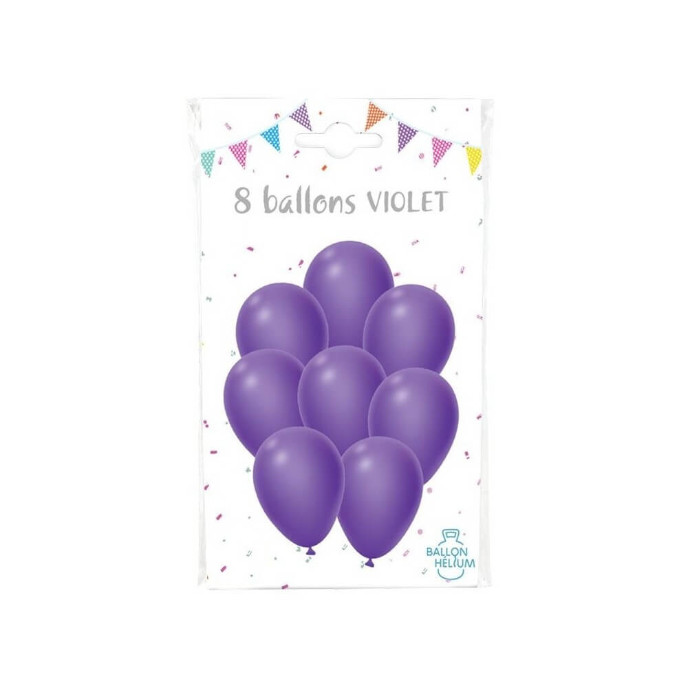 8 Ballons Violet 30 cm - 36424VI - Ballons latex