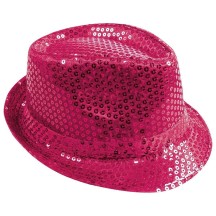Chapeau borsalino à sequins rose adulte - 20192 - Chapeaux