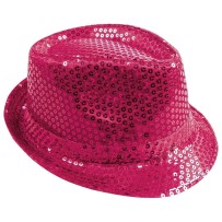 Chapeau borsalino à sequins rose adulte - 20192 - Chapeaux