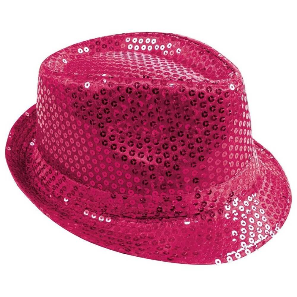 Chapeau borsalino à sequins rose adulte - 20192 - Chapeaux