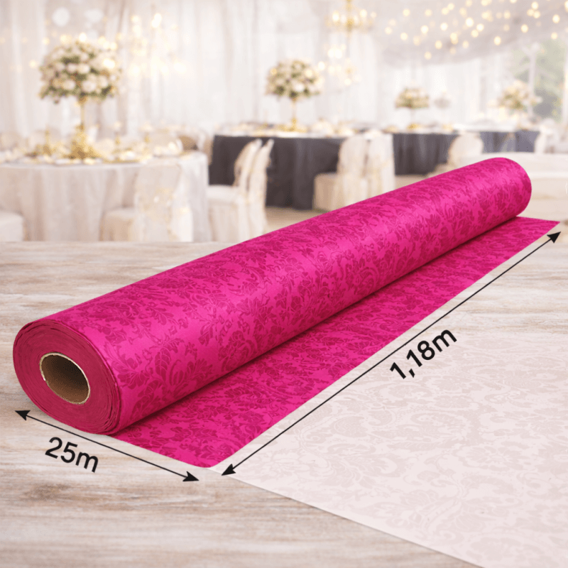 Nappe Papier Damassé Fuchsia 25 m x 1,20 m - 56N029 - Nappes damassées