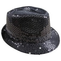 Chapeau borsalino à sequins noir adulte - 20193 - Chapeaux