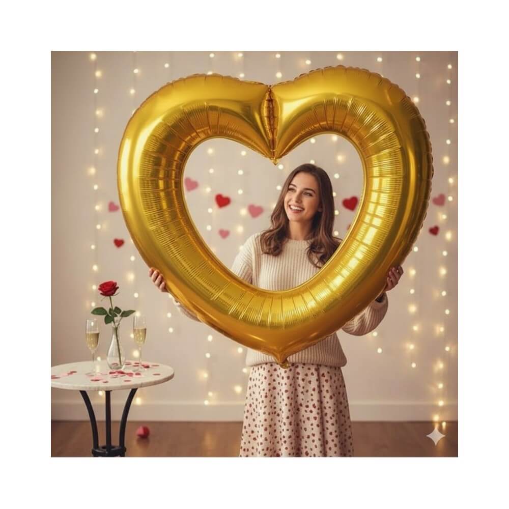 Ballon Foil Cœur Or 82 x 75 cm - 49034 - Photobooth