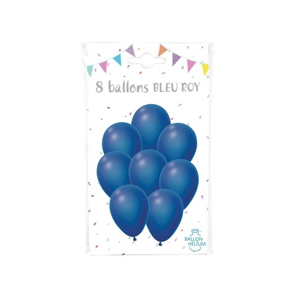 8 Ballons Bleu Roy 30 cm - 36424BR - Ballons latex