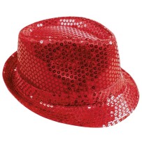 Chapeau borsalino à sequins rouge adulte - 20194 - Chapeaux