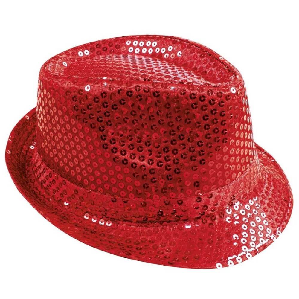 Chapeau borsalino à sequins rouge adulte - 20194 - Chapeaux