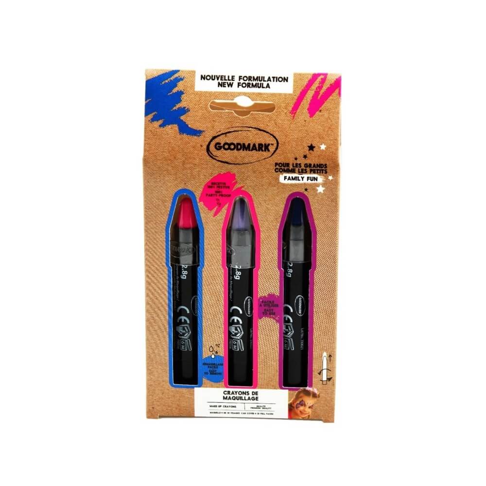 Kit de 3 Crayons 2.8g - Bleu - Rose - Violet - G02080532 - Maquillage en Tube & Palettes