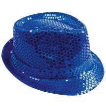 Chapeau borsalino à sequins bleu adulte - 20196 - Chapeaux