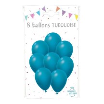 8 Ballons Turquoise 30 cm - 36424TU - Ballons latex