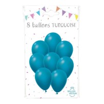 8 Ballons Turquoise 30 cm - 36424TU - Ballons latex