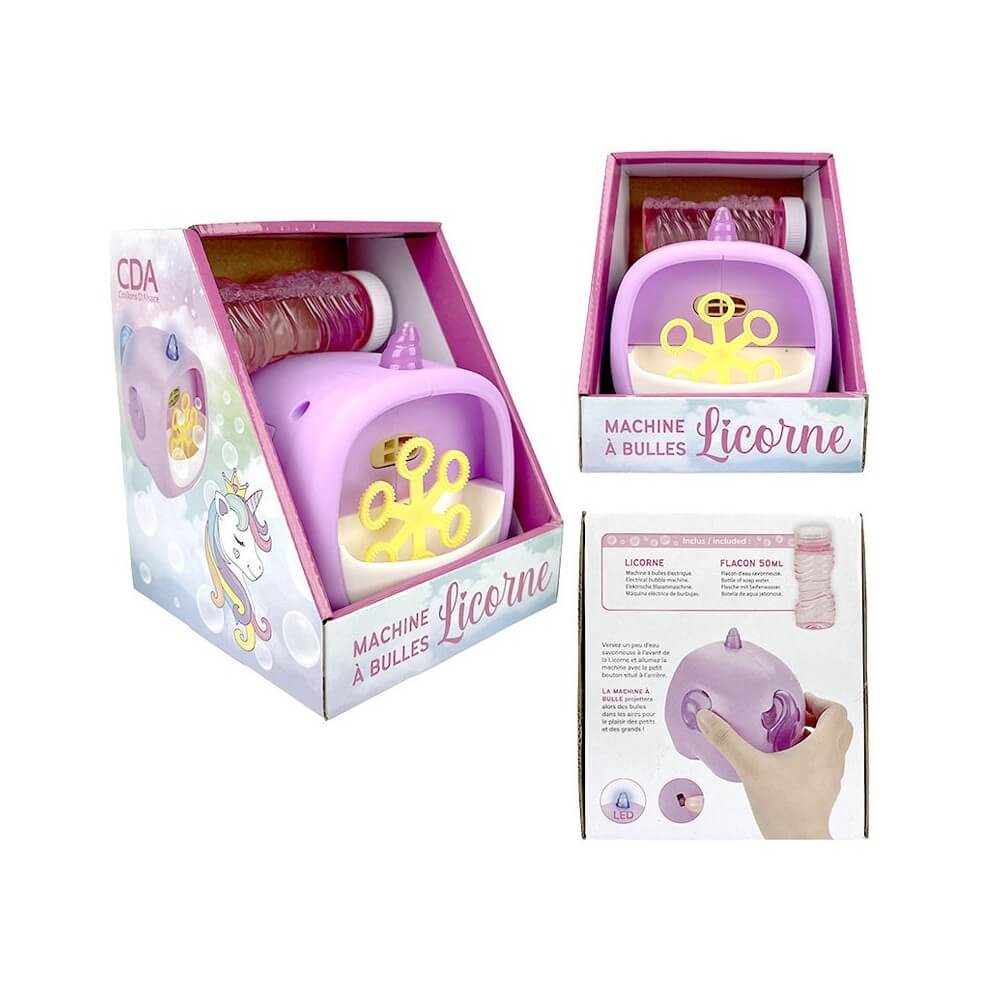 Souffleur à Bulles LICORNE + Recharge 50 ml - 36662 - Bulles de Savon