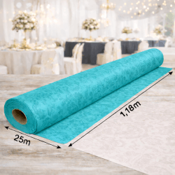 Nappe Papier Damassé Turquoise 25 m x 1,20 m - 56N036 - Nappes damassées