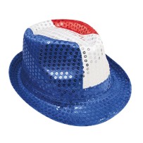 Chapeau borsalino à sequins bleu blanc rouge adulte - 20199 - Chapeaux