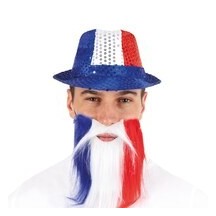 Chapeau borsalino à sequins bleu blanc rouge adulte - 20199 - Chapeaux