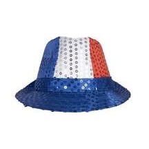 Chapeau borsalino à sequins bleu blanc rouge adulte - 20199 - Chapeaux