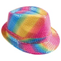 Chapeau borsalino à sequins multicolore adulte - 20200 - Chapeaux