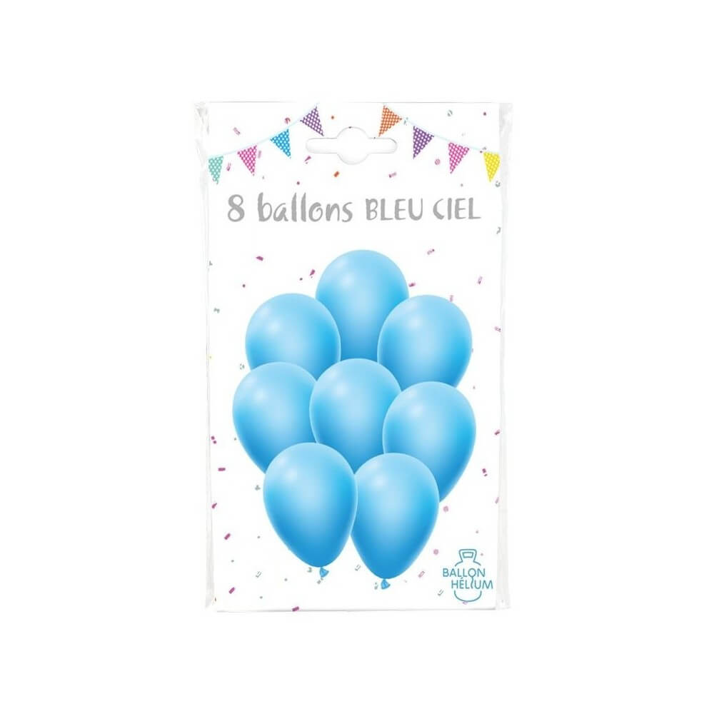 8 Ballons Bleu Ciel 30 cm - 36424CI - Ballons latex