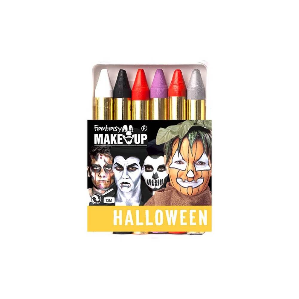 Boîte 6 Crayons Gras Maquillage Halloween - 33006 - Maquillage en Tube & Palettes