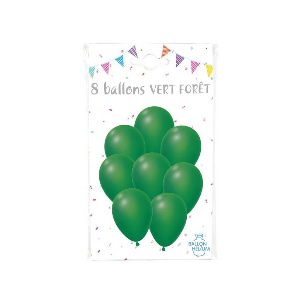 8 Ballons vert foncé 30 cm - 36424VF - Ballons latex