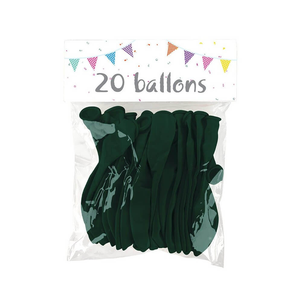20 Ballons latex vert foncé 25 cm - 36017 - Ballons latex