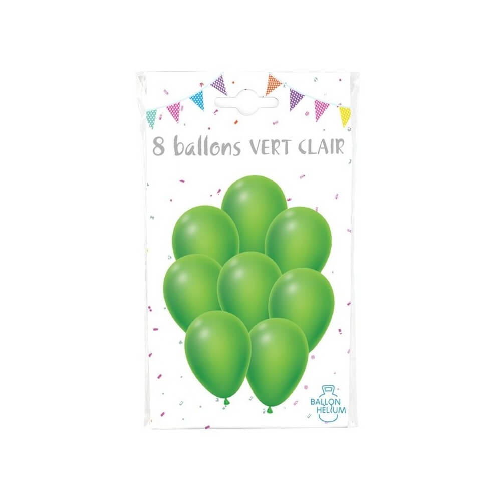 8 Ballons vert clair 30 cm - 36424VC - Ballons latex