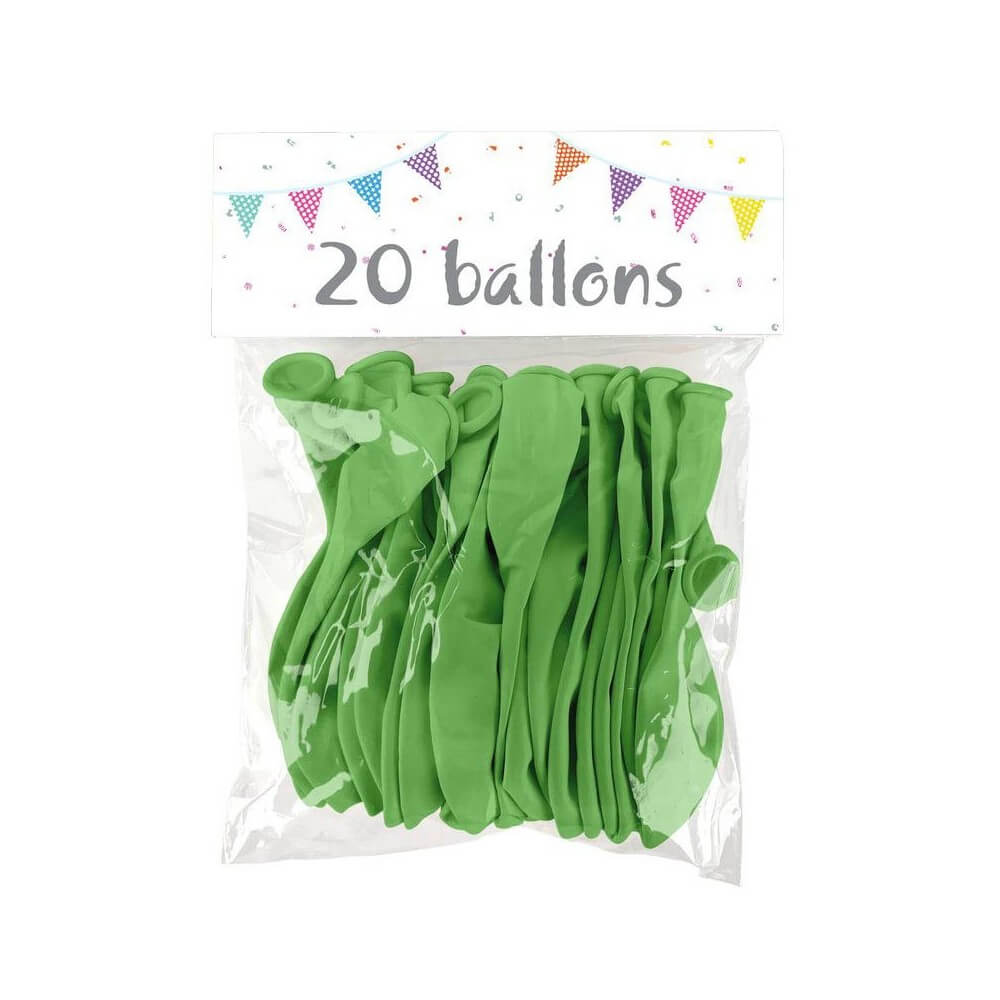 20 Ballons latex vert clair 25 cm - 36035 - Ballons latex