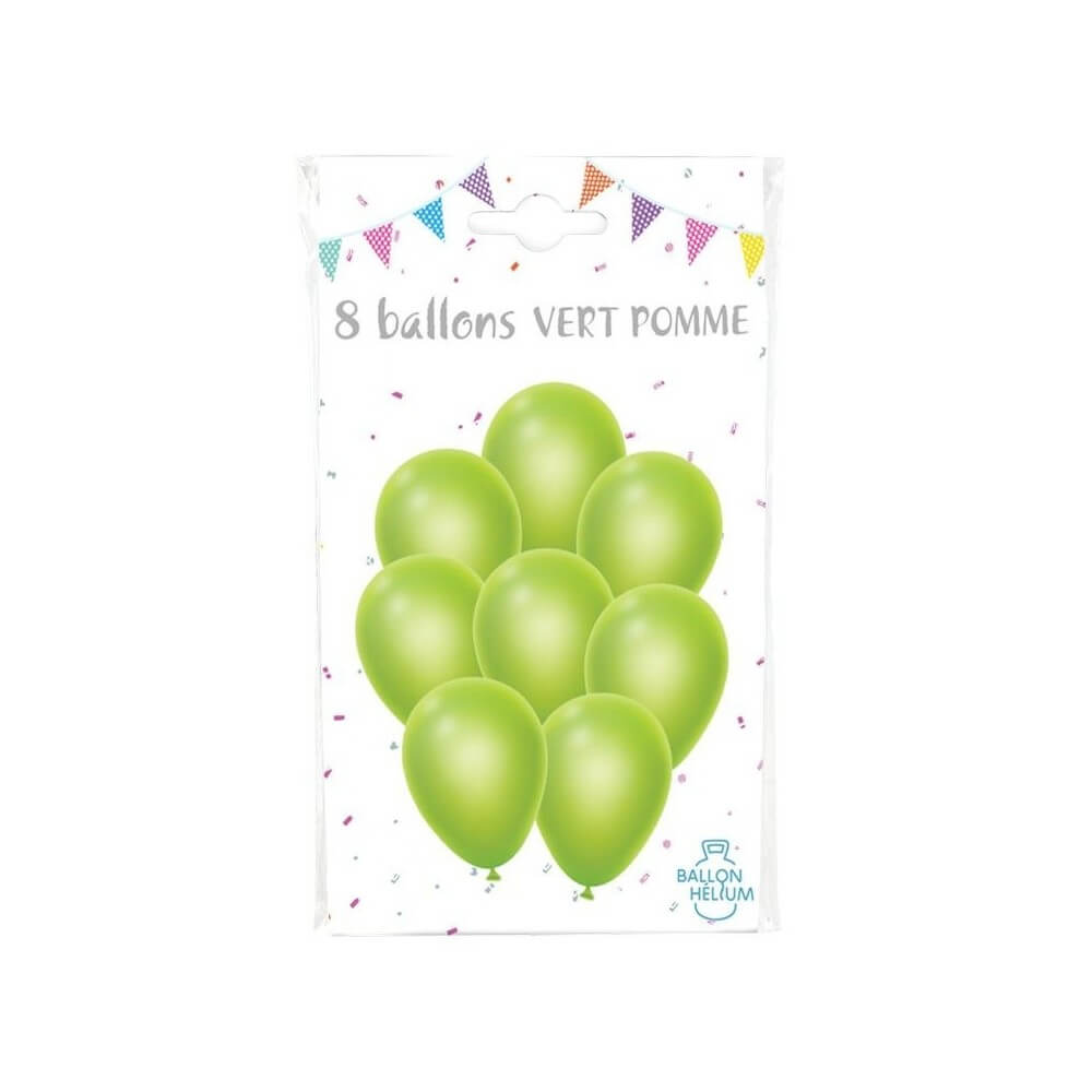 8 Ballons vert pomme 30 cm - 36424VO - Ballons latex