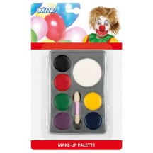 Set Maquillage Gras Clown – Palette 7 Couleurs avec Applicateur - B45062 - Maquillage en Tube & Palettes