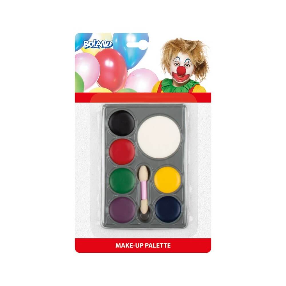 Set Maquillage Gras Clown – Palette 7 Couleurs avec Applicateur - B45062 - Maquillage en Tube & Palettes
