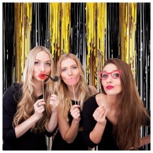 Rideau foil bicolore noir or 200 x 100 cm - 36756 - Rideaux