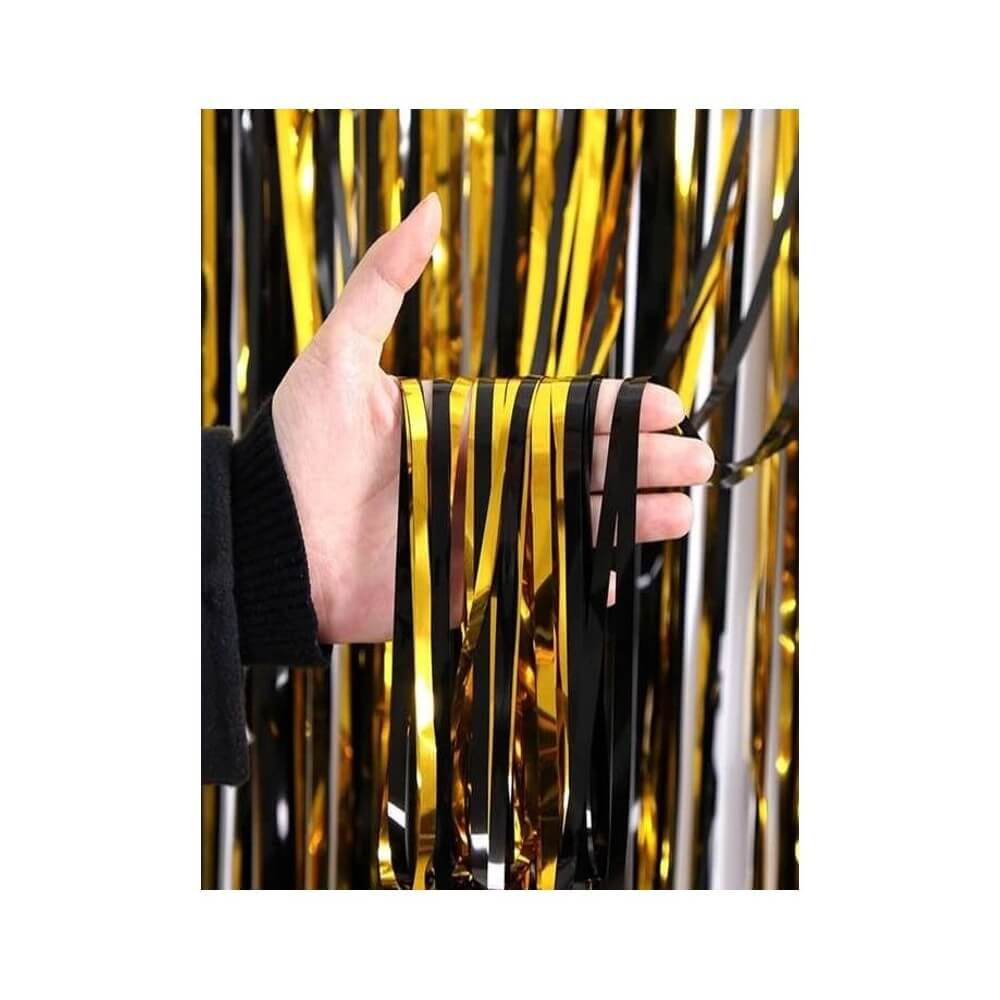 Rideau foil bicolore noir or 200 x 100 cm - 36756 - Rideaux