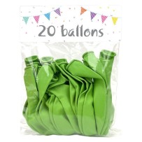 20 Ballons latex vert pomme 25 cm - 36027 - Ballons latex
