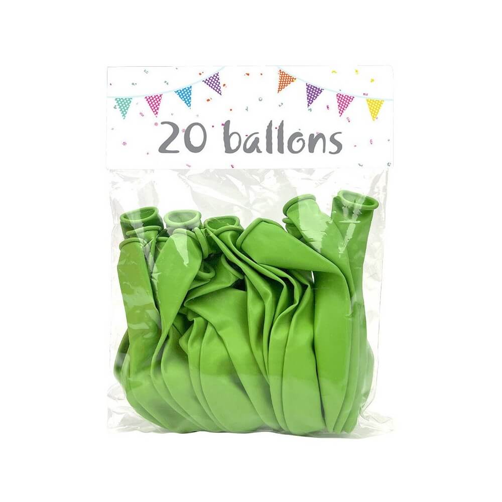 20 Ballons latex vert pomme 25 cm - 36027 - Ballons latex