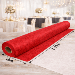 Nappe Papier Damassé Rouge 25 m x 1,20 m - 56N034 - Nappes damassées