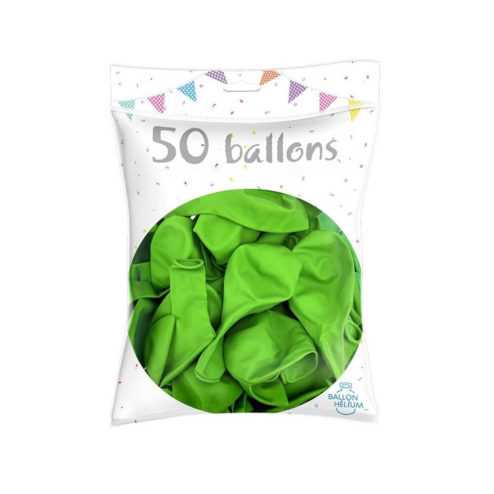 50 Ballons latex vert pomme 30 cm - 36200VO - Ballons latex