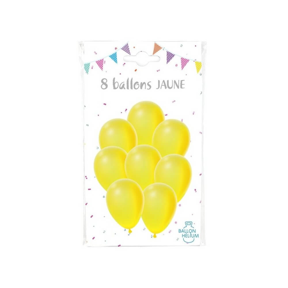 8 Ballons jaunes 30 cm - 36424JA - Ballons latex