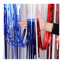 Rideau foil tricolore bleu blanc rouge 200 x 100 cm - 36780 - Rideaux