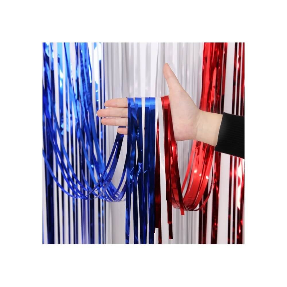 Rideau foil tricolore bleu blanc rouge 200 x 100 cm - 36780 - Rideaux