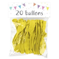 20 Ballons Latex Jaune 25 cm - 36016 - Ballons latex