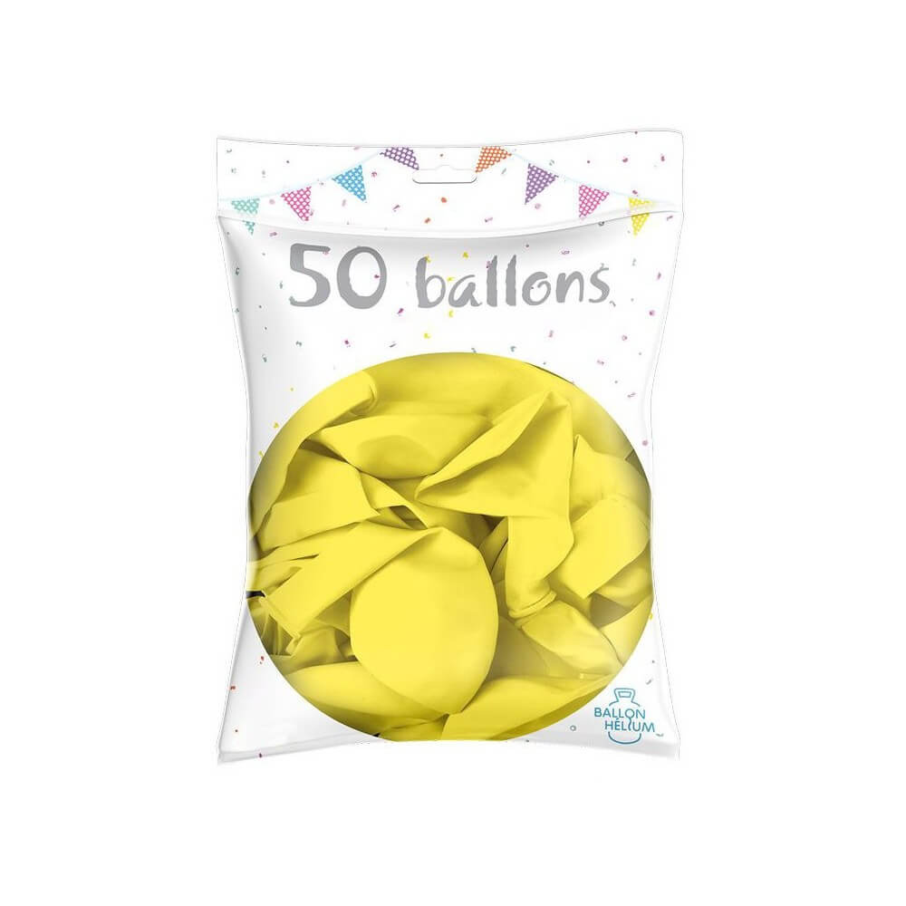 50 Ballons Latex Jaune 30 cm - 36200JA - Ballons latex
