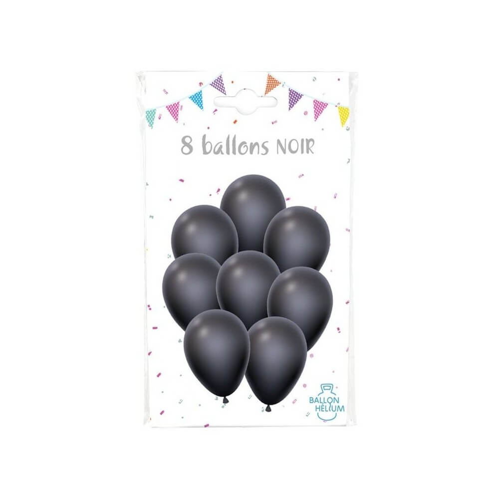 8 Ballons Noirs 30 cm - 36424NO - Ballons latex